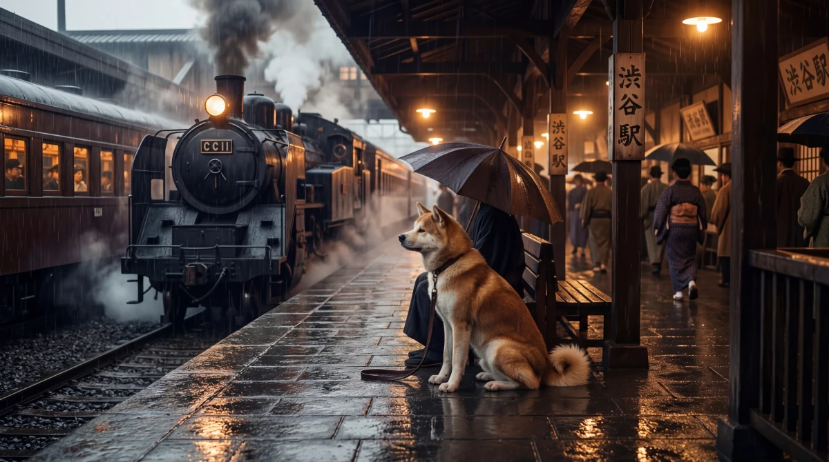 Хатико. Собака на перроне